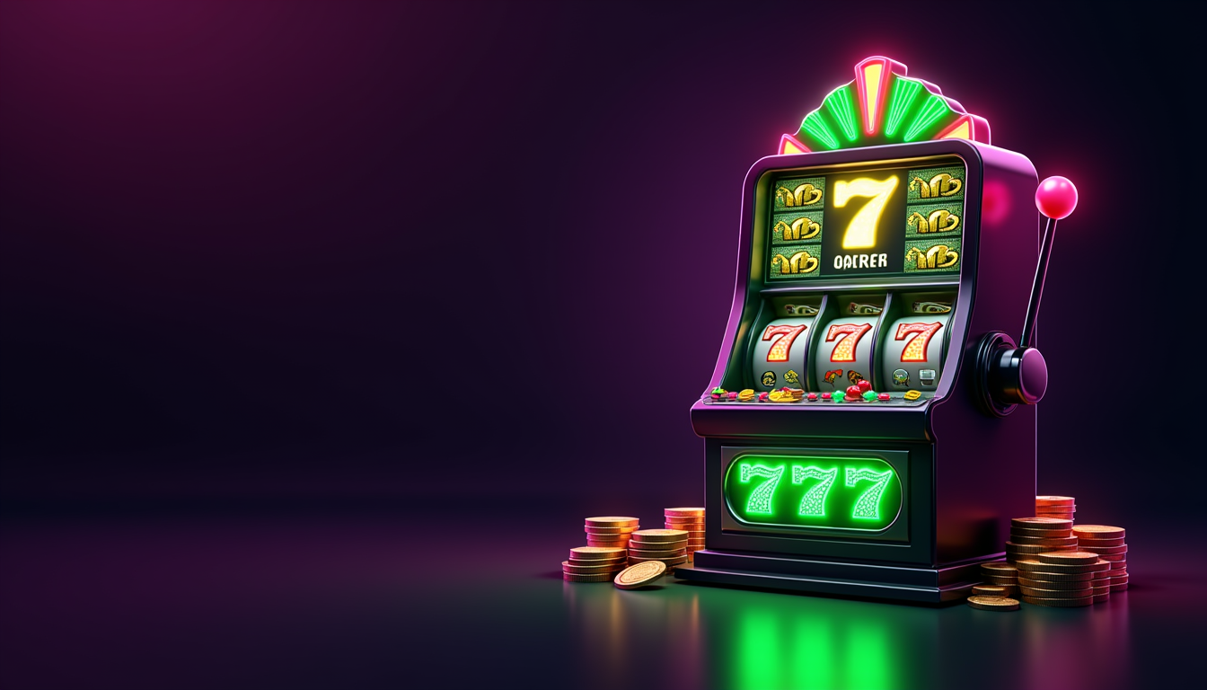 New slot game interface showing reels and paytable